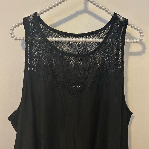 Torrid Georgette Embellished Mock Neck Tunic Tank Black 2X black whimsigoth goth - Picture 8 of 16